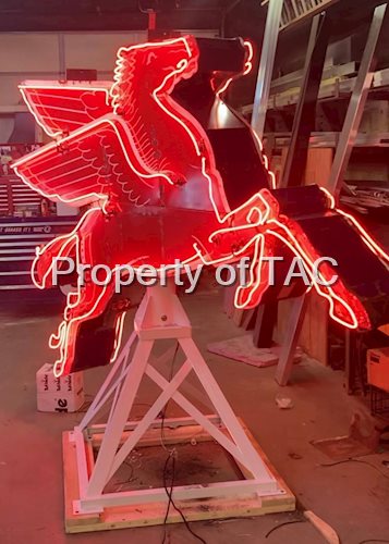 Large (Mobil) Pegasus Porcelain Neon Rotating Sign