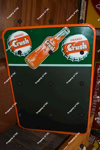 Orange Crush w/bottle & caps metal chalkboard sign