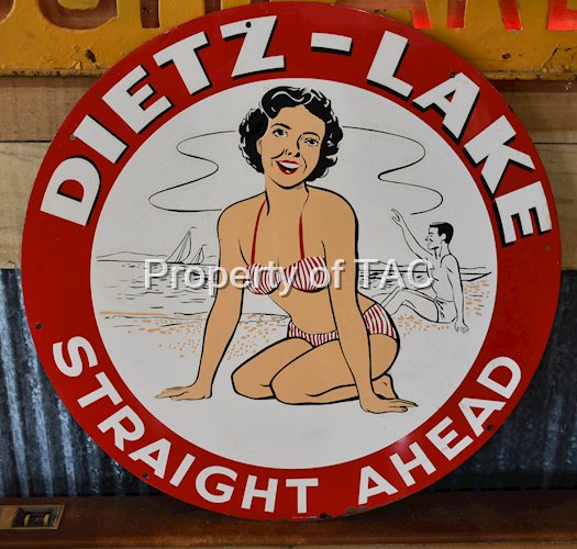 Dietz-Lake Straight Ahead w/Lady in Bikin Metal Sign