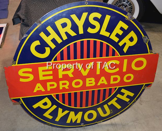 Chrysler Servico Approbado Plymouth Porcelain Sign