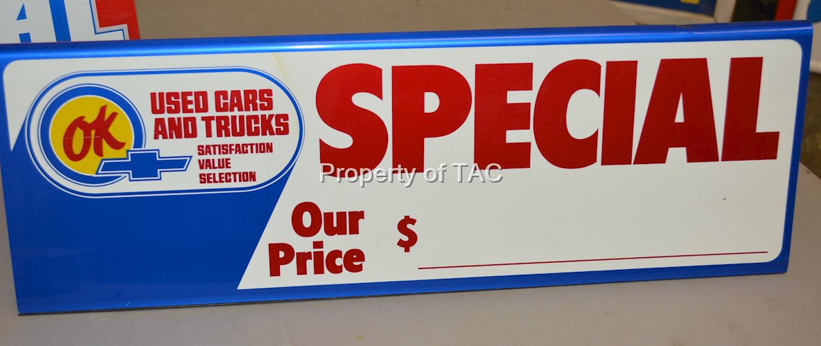 (Chevrolet)  OK Used Cars & Truck Special "Our Price" Sign