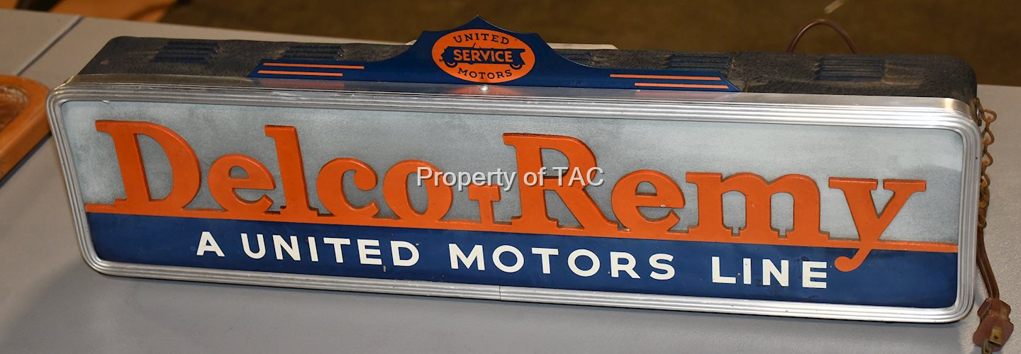 United Motor Service "Delco-Remy" Lighted Counter Sign