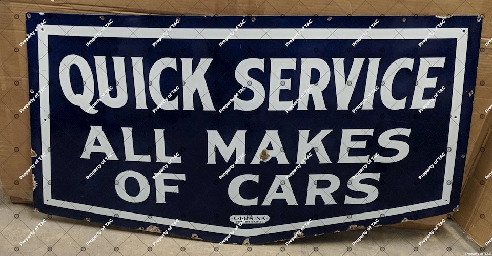 Quick Service All Makes of Cars SSP Single Sided Porcelain Sign