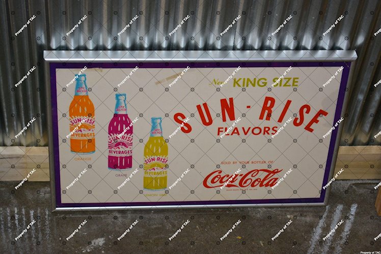 Coca-Cola Sun-Rise Flavors" w/bottles sign"