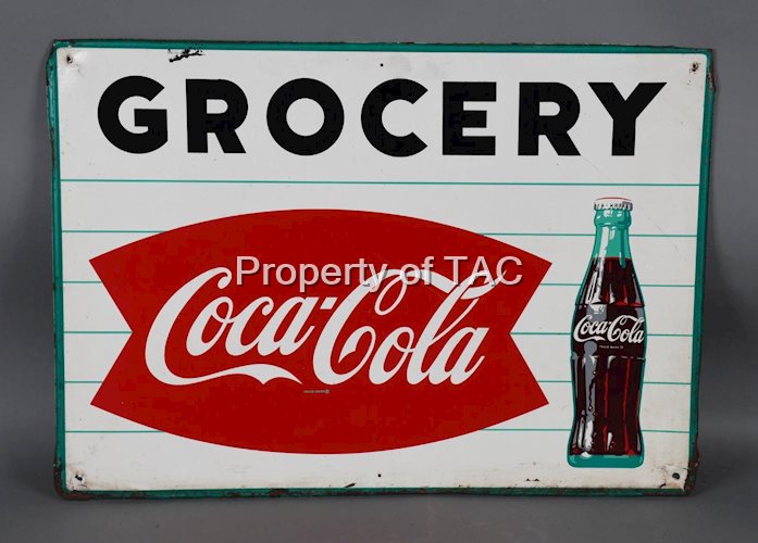 Coca-Cola w/Bottle Grocery Metal Sign (TAC)