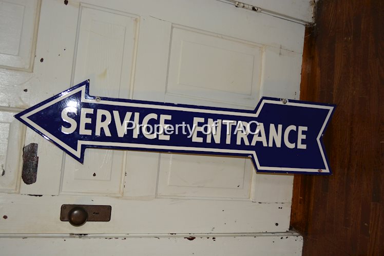 Service Entrance Double Sided Porcelain Arrow Sign