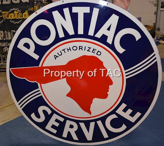 Pontiac A&S w/Full Feather & Lines (large) Porcelain Sign (TAC)