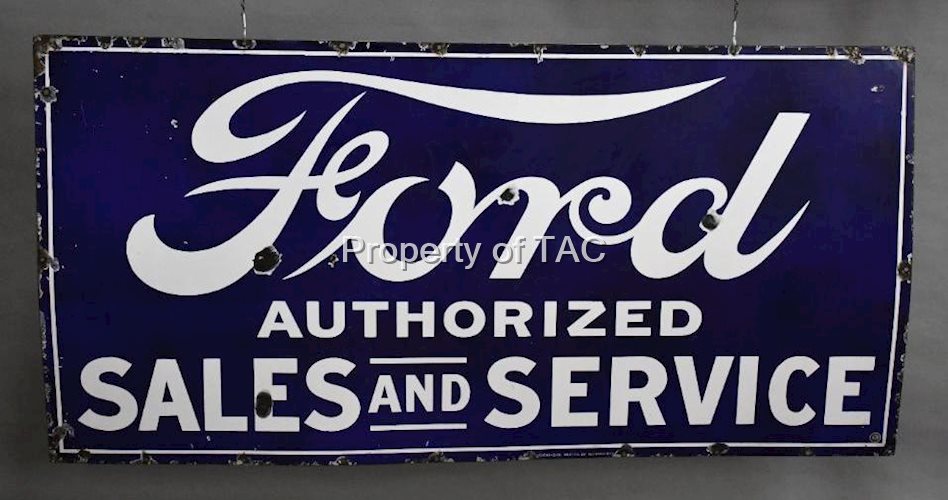 Ford Authorized Sales & Service Porcelain Sign
