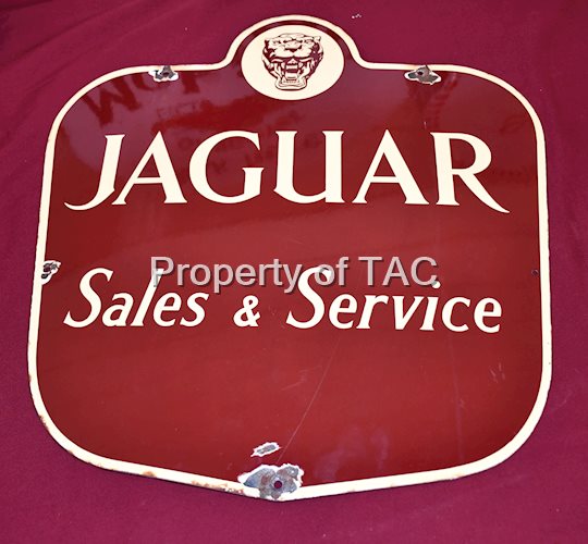 Jaguar Sales & Service w/Logo Porcelain Sign