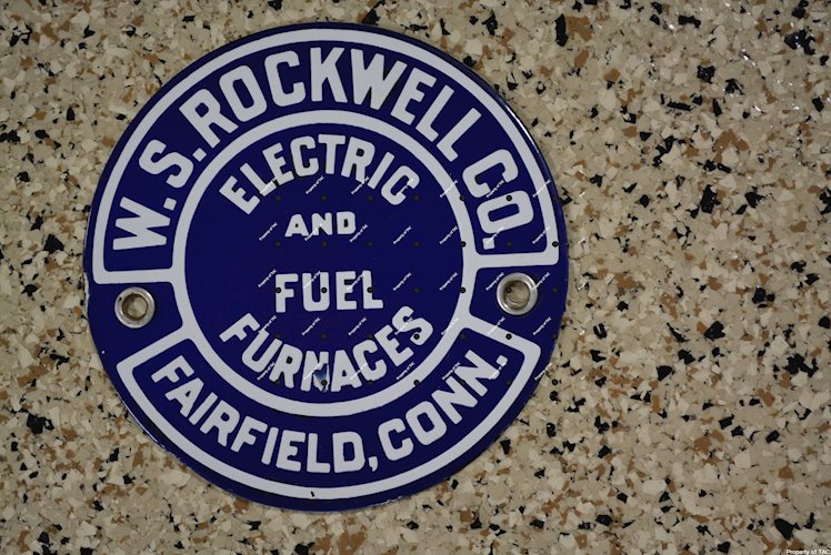 W.S. Rockwell Electric and Fuel porcelain sign
