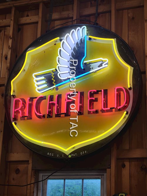 Richfield w/Art Deco Eagle Porcelain Sign w/Neon Added