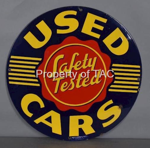 (Oldsmobile) Used Cars Safety Tested Porcelain Sign