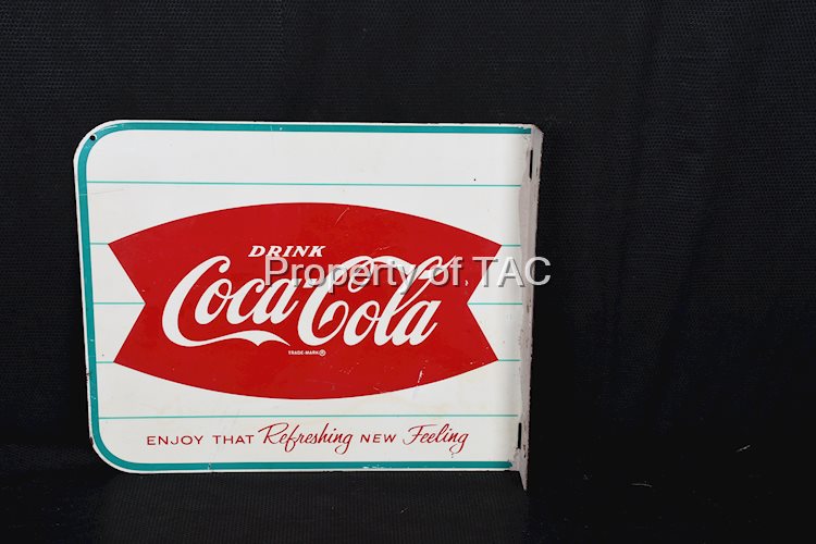 Drink Coca-Cola w/Fish Tail Logo Metal Sign