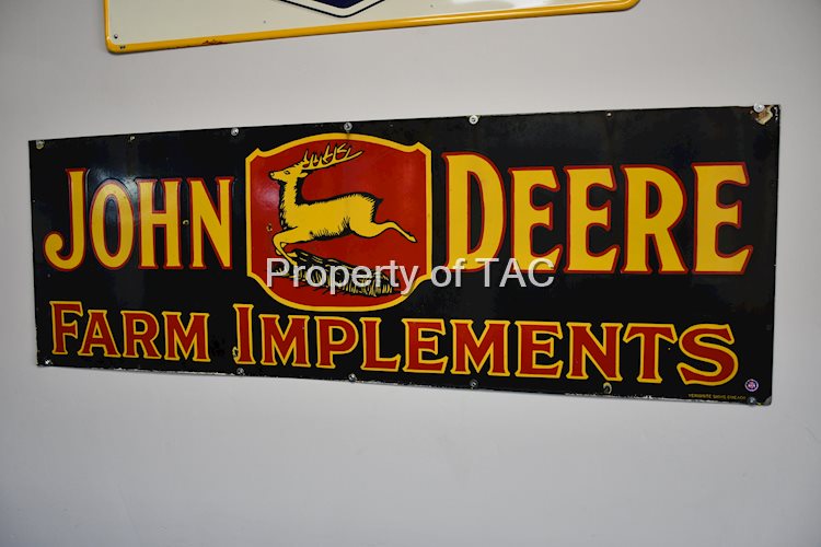 John Deere 3-Legged Logo Farm Implements Porcelain Sign