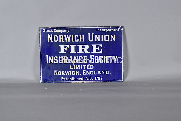 Norwich Union Fire Insurance Porcelain Sign
