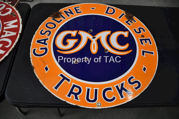 GMC Gasoline-Diesel Trucks Porcelain Sign