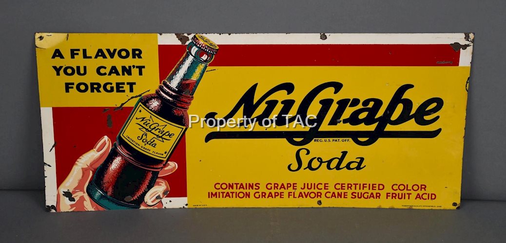 NuGrape Soda w/Bottle Metal Sign