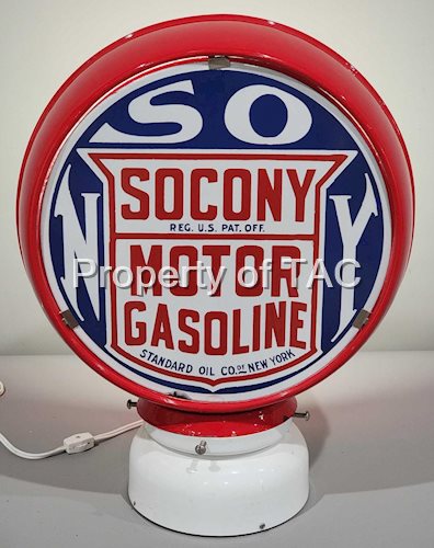Rare Socony Motor Gasoline 13.75" Porcelain Globe Lens