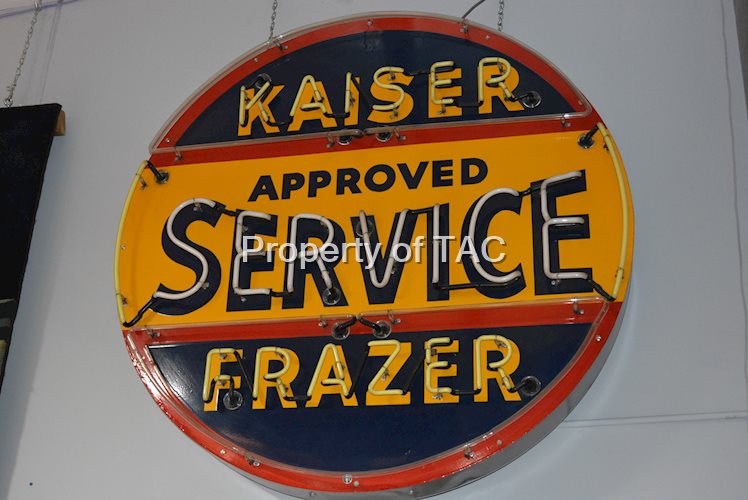Kaiser Frazer Approved Service Porcelain Sign w/neon added
