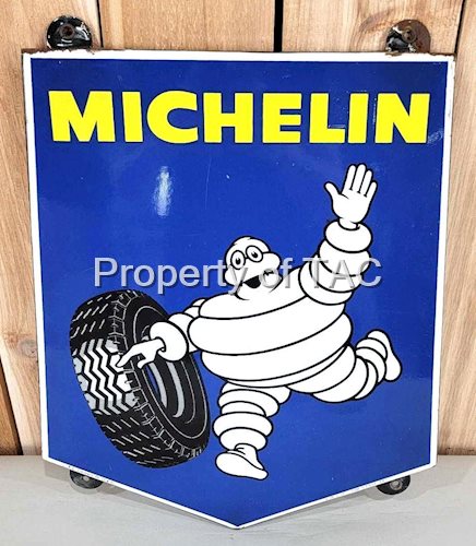 (Small) Michelin w/Bibendum & Tire Porcelain Sign