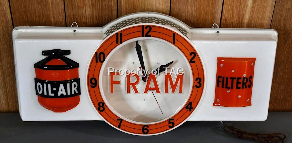 Fram Oil-Air Filter Molded Plastic Lighted Clock
