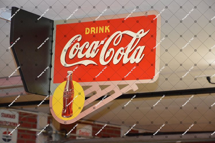 Drink Cola-Cola w/bottle in yellow dot sign