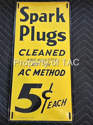 Spark Plugs Cleaned AC Method 5 Cents Each Tin Sign