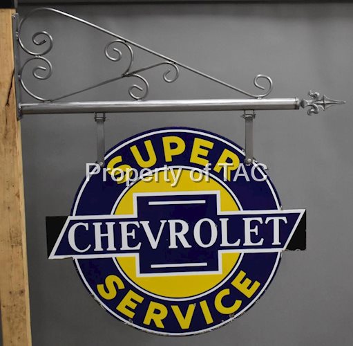 Super Chevrolet Service Porcelain Sign ((Black Tip) small)