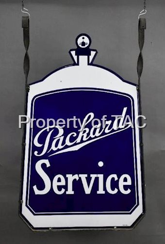 Packard Service Radiator Shape Porcelain Sign w/Bi-Plane in Moto Meter