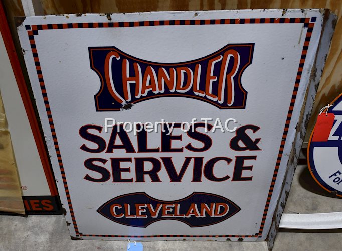 Chandler Cleveland Sales & Service Porcelain Flange Sign (Auto)