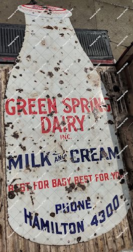 Green Spring Dairy Milk and Cream SSP Single Sided Porcelain Bottle Sign