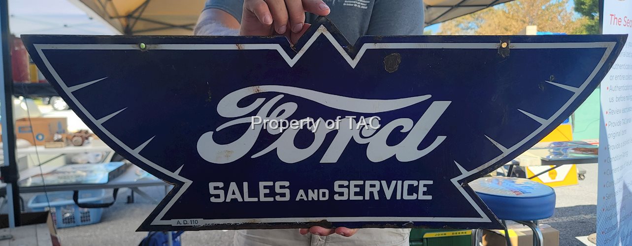 Ford Sales and Service (thunder bird Logo) Porcelain Sign