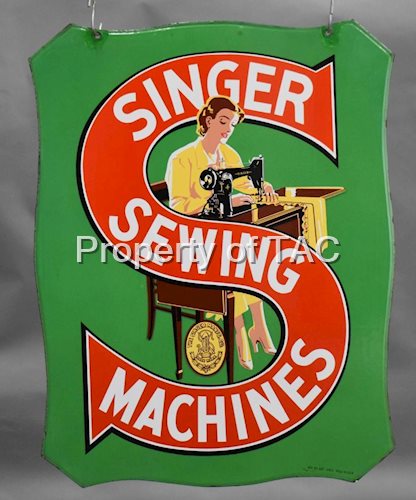 Singer Sewing Machines w/Great Graphics Porcelain Sign
