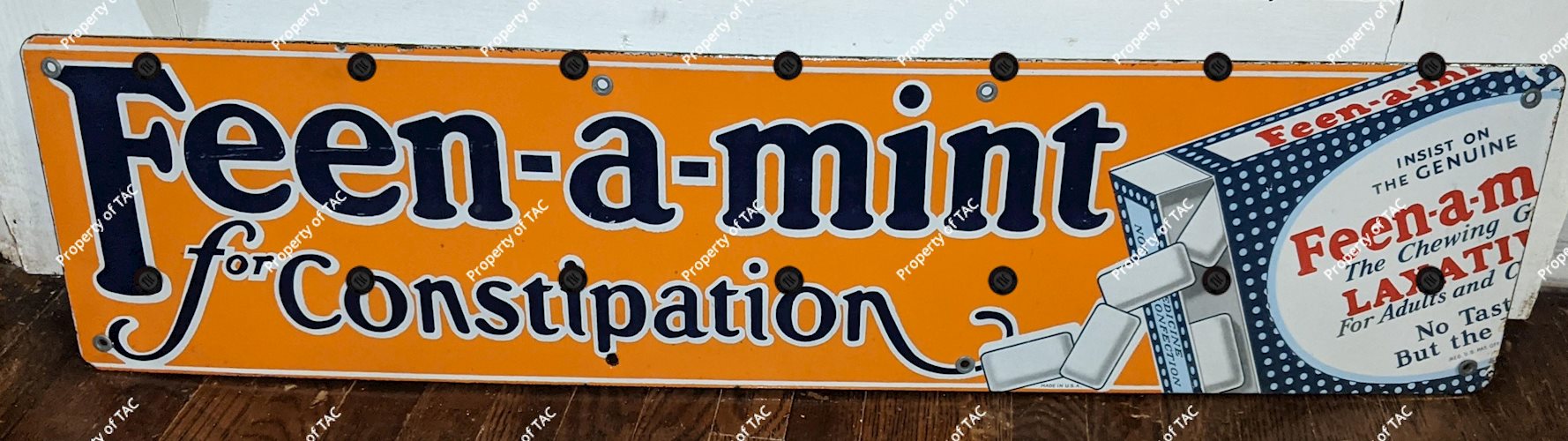 Feen-a-mint For Constipation Single Sided Porcelain Sign
