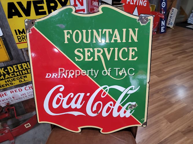 Drink Coca-Cola Fountain Service Porcelain Sign
