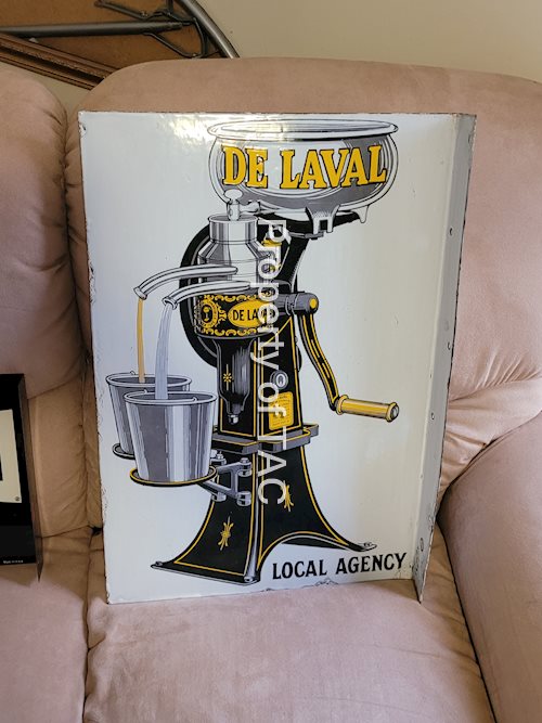 Delaval Local Agency Double Sided Porcelain Flange Sign