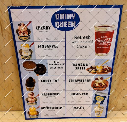 Dairy Queen Menu SST Single Sided Tin Sign