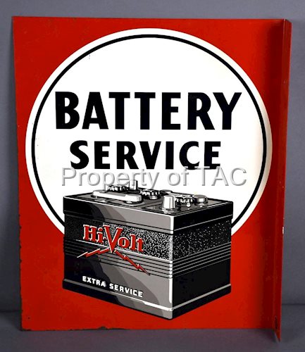 Hi-Bolt Battery Service (six volt battery) Metal Flange Sign