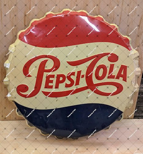 Pepsi Cola Bottle Cap SST Single Sided Tin Embossed Sign