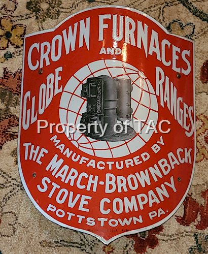 Crown Furnaces and Globe Ranges Curved Porcelain Sign