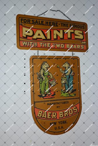 Baer Bros. Paints with two bears" tin sign"