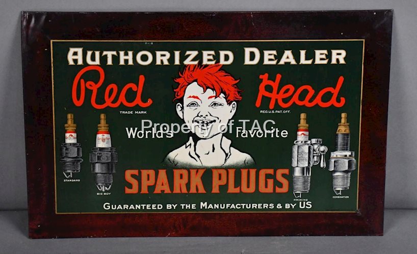 Red Head Spark Plugs Authorized Dealer w/Logo Metal Sign