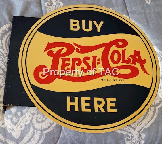 Pepsi Cola Buy Here Double Dot Tin Flange Sign