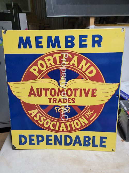Member Portland Automotive Trades Association Dependable w/Logo Porcelain Sign