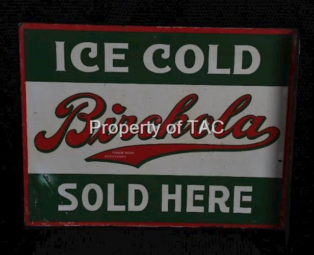 Ice Cold Birchola Sold Here Metal Flange Sign