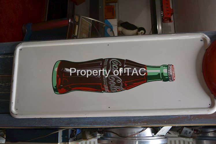 Coca-Cola w/Bottle Pilaster Metal Sign