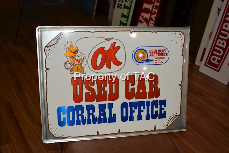 (Chevrolet) Ok Used Car Corral Office Metal Sign