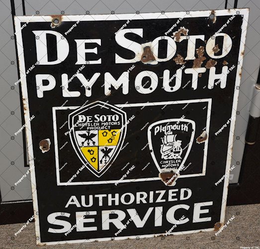 Rare De Soto Plymouth Authorized Service Sign