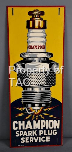 Champion Spark Plug Service w/Logo Metal Sign