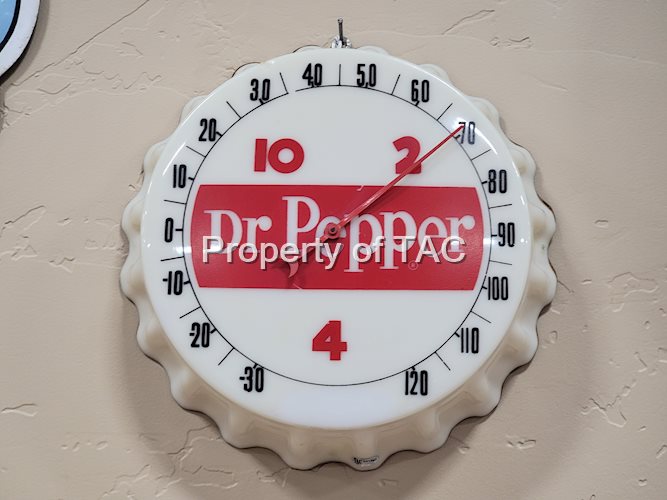 Dr. Pepper 10-2-4 Molded Plastic Bottle-Cap Thermometer